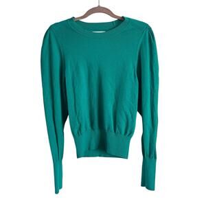 Isabel Marant Etoile Camelia Wool Cotton Green Sweater Puff Sleeve Size 36 US S